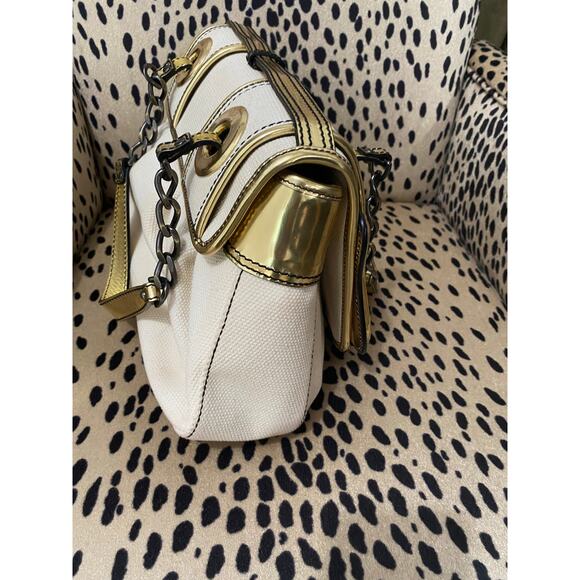 Vintage 00's Fendi Canvas And Gold Patent Leather B. Bag - Picture 3 of 8